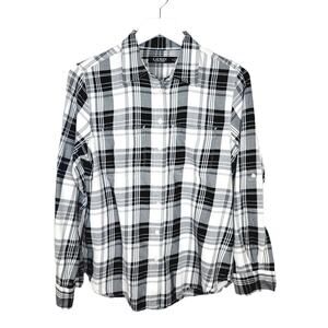 LAUREN Ralph Lauren Black Label Cotton Black & White Plaid Button-Up Shirt - M